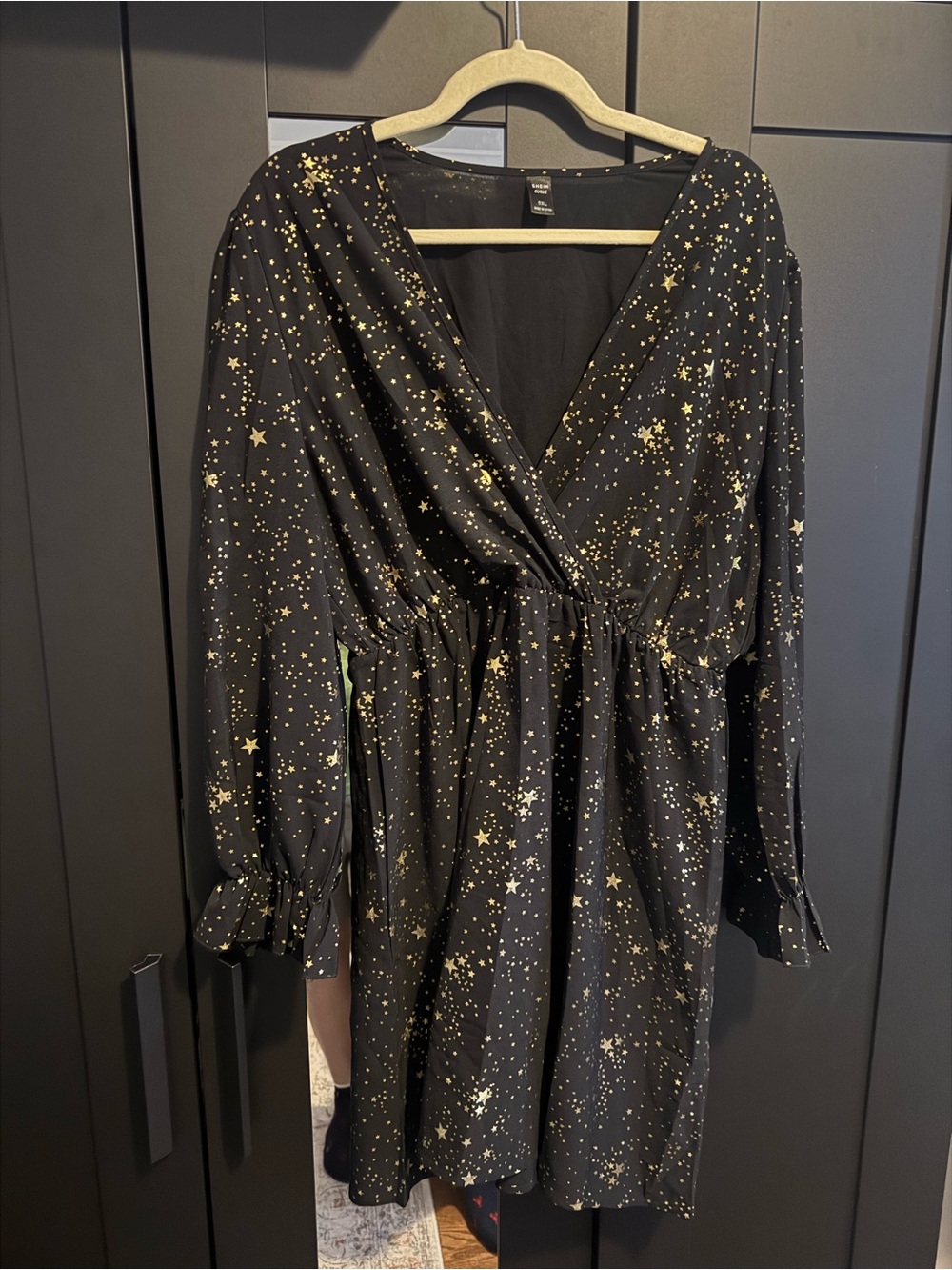 SHEIN Black Dress with Gold Star Print